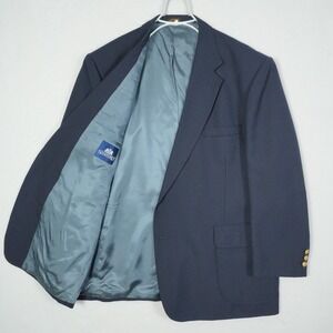 Stafford 48R Men's Navy‎ Blue Hopsack Blazer Wool Gold Button Sport Coat Jacket